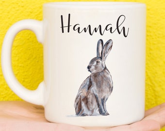Rabbit Mug, Brown Rabbit Gift For Nature Lovers, Personalised Rabbit Mug, Mothers Day Gifts For Women & Girls, Name Mug, Birthday