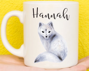 Fox Mug, Winter Fox Gift For Nature Lovers, Personalised Fox Mug, Mothers Day Gifts For Women & Girls, Name Mug, Birthday