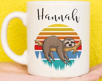 Sloth Mug, Lazy Sloth Mug For Sloth Lovers, Personalised Sloth Mug, Mothers Day Gifts For Women & Girls, Sloth Gifts, Name Mug, Birthday