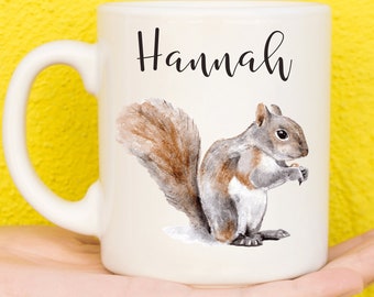 Squirrel Mug, Personalised Squirrel Gifts For Squirrel Lovers, Gifts For Women & Girls, Gifts For Men, Name Mug, Birthday, Mum, Dad