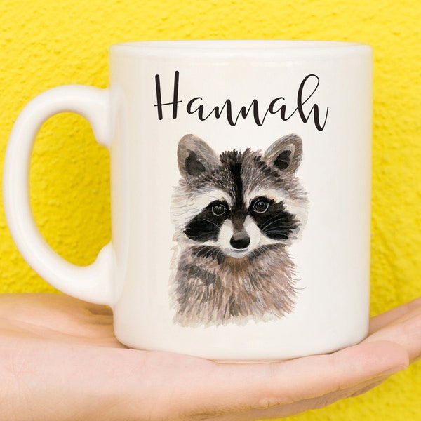 Raccoon Mug, Raccoon Gift For Raccoon Lovers, Personalised Raccoon Mug, Gifts For Women, Gifts For Men, Name Mug, Birthday, Mum, Dad