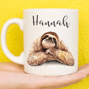 Sloth Mug, Personalised Sloth Gifts For Sloth Lovers, Sloth Theme, Gifts For Women & Girls, Gifts For Men, Name Mug, Birthday, Mum, Dad