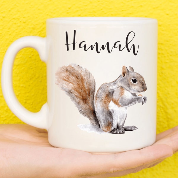 Squirrel Mug, Personalised Squirrel Gifts For Squirrel Lovers, Gifts For Women & Girls, Gifts For Men, Name Mug, Birthday, Mum, Dad