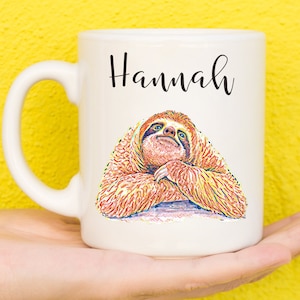 Sloth Mug Art, Personalised Sloth Gifts For Sloth Lovers, Sloth Theme, Gifts For Women & Girls, Gifts For Men, Name Mug, Birthday, Mum, Dad