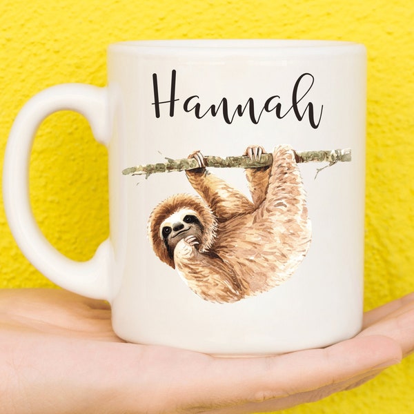 Sloth Mug, Personalised Sloth Gifts For Sloth Lovers, Sloth Theme, Gifts For Women & Girls, Gifts For Men, Name Mug, Birthday, Mum, Dad