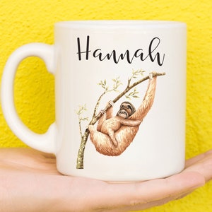 Sloth Mug, Personalised Sloth Gifts For Sloth Lovers, Sloth Theme, Gifts For Women & Girls, Gifts For Men, Name Mug, Birthday, Mum, Dad