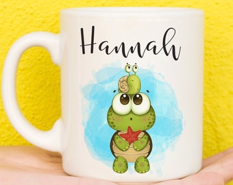 Turtle Mug, Turtle Gift For Nature Lovers, Personalised Turtle Mug, Wildlife, Mothers Day Gifts For Women & Girls, Name Mug, Birthday