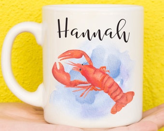 Lobster Mug, Lobster Gift For Lobster Lovers, Personalised Animal Mug, Mothers Day Gifts For Women & Girls, Lobster Gifts, Name Mug