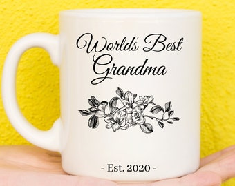 New Grandma Gifts, First Time Grandma Personalised Mug, Floral Grandmother, 1st Grandchild Present, Soon To Be Grandma, New Grandparents