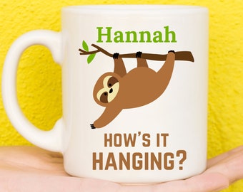Sloth Mug, Sloth Gift, Personalised Mugs, Custom Mug, Personalised Gift, Personalised Cup, Coffee Mugs, Name Mug, Birthday, Cute