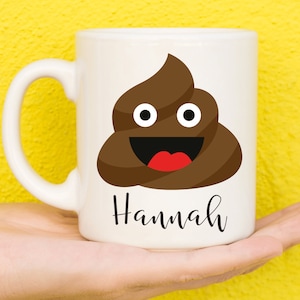 Poop Emoji Gifts, Poo Emoji Stuff, Personalised Mugs, Custom Mug, Personalised Gift, Personalised Cup, Coffee Mugs, Name Mug, Birthday