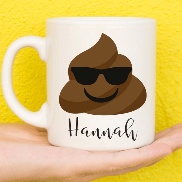 Cool Poop Emoji Gifts, Poo Emoji Stuff, Personalised Mugs, Custom Mug, Personalised Gift, Personalised Cup, Coffee Mugs, Name Mug, Birthday