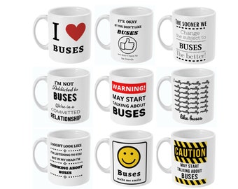 Bus Gifts, Gifts For Bus Lovers, Buses, Gifts For Bus Drivers, Bus Mug, Love Buses, Bus Theme, Bus Presents, Coach Driver, Birthday Mug