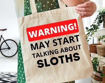 Sloth Tote Bag, Tote Bag For Sloth Lovers, Sloth Gifts, Sloth Themed, Reusable Shopping Bag, Mothers Day Gifts For Women, Birthday