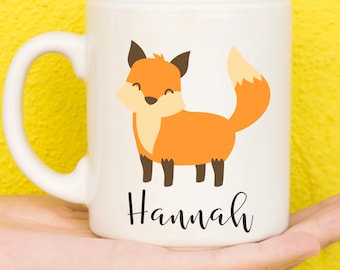 Fox Mug, Fox Gift, Personalised Mugs, Custom Mug, Personalised Gift, Personalised Cup, Design Coffee Mugs, Name Mug, Birthday, Cute Foxes