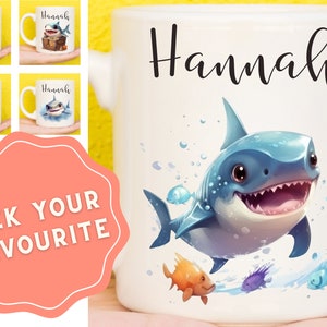 Shark Mug, Shark Gift For Shark Lovers, Personalised Shark Mug, Shark Presents, Shark Gifts, Shark Themed, Gifts For Boys, Name Mug