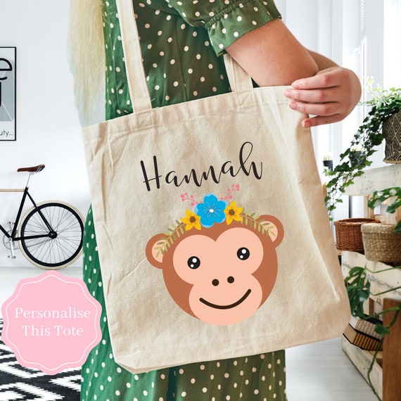 Boho Monkey Gifts, Monkey Tote Bag, Personalised Tote Bag For Monkey  Lovers, Shopping Bag, Mothers Day Gifts For Women, Mum, Birthday