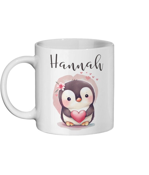 Taza De Regalo Personalizable, Diseño De Pingüino, Diseño De Pingüino, Color Blanco, Con Mensaje De Nombre