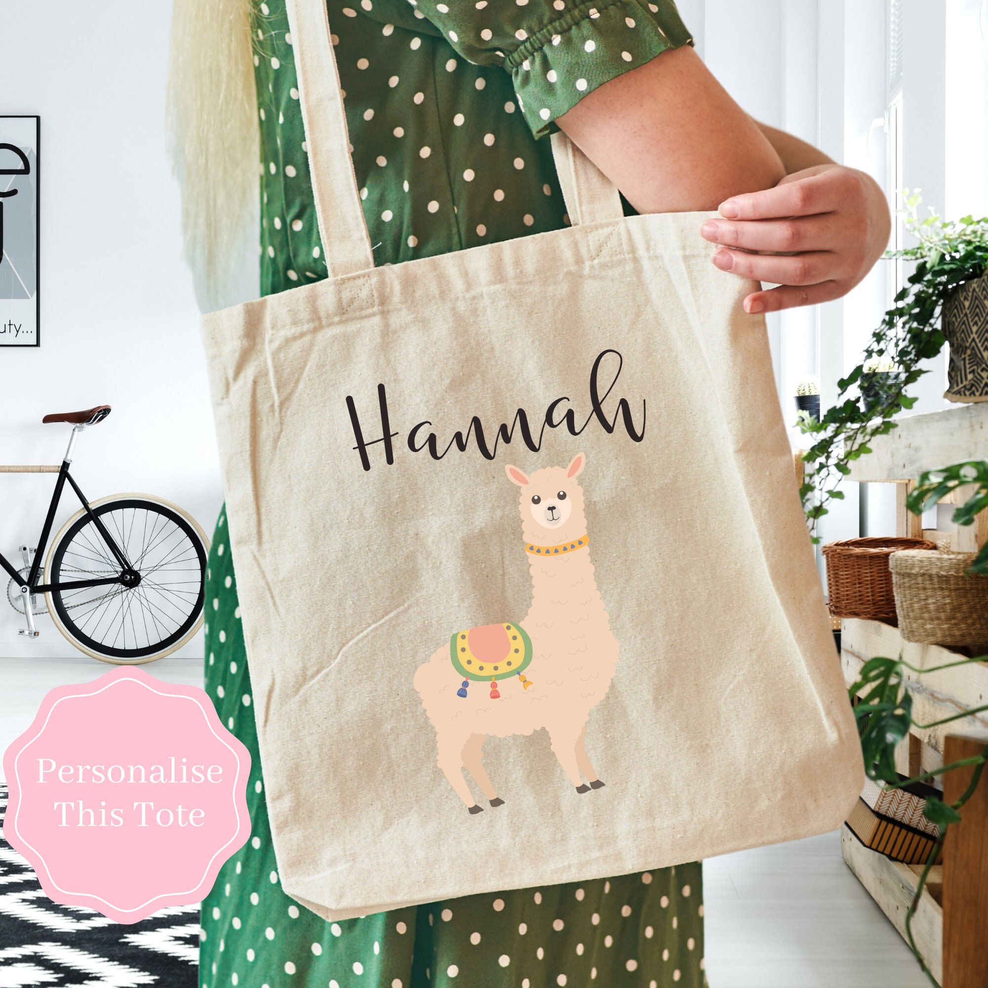 Happy Llama Tote Bag Personalisierte Tragetasche fur Lama Liebhaber Lama Geschenke Wiederverwendbare Einkaufstasche Muttertagsgeschenke fur Frauen Geburtstag Etsy