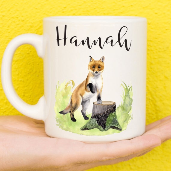 Fox Mug, Personalised Fox Gifts For Fox Lovers, Gifts For Women & Girls,  Gifts For Men, Foxes Design, Name Mug, Birthday, Mum, Dad