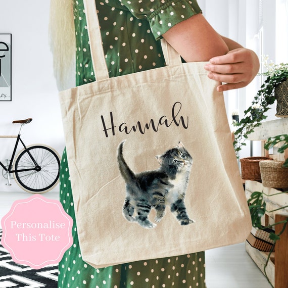 Kitten Tote Bag, Personalised Tote Bag For Cat Lovers, Reusable Shopping  Bag, Mothers Day Gifts For Women, Cat Gifts, Birthday