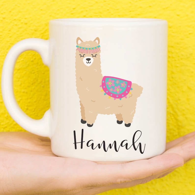 Llama Mug, Llama Gift, Personalised Mugs, Custom Mug, Personalised Gift, Personalised Cup, Coffee Mugs, Name Mug, Birthday, Cute image 1