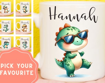 Tasse de dinosaure, cadeau de dinosaure pour les amateurs de dinosaures, tasse de dinosaure personnalisée, cadeaux de grenouille, cadeaux de dinosaures, thème de dinosaure, cadeaux pour garçons