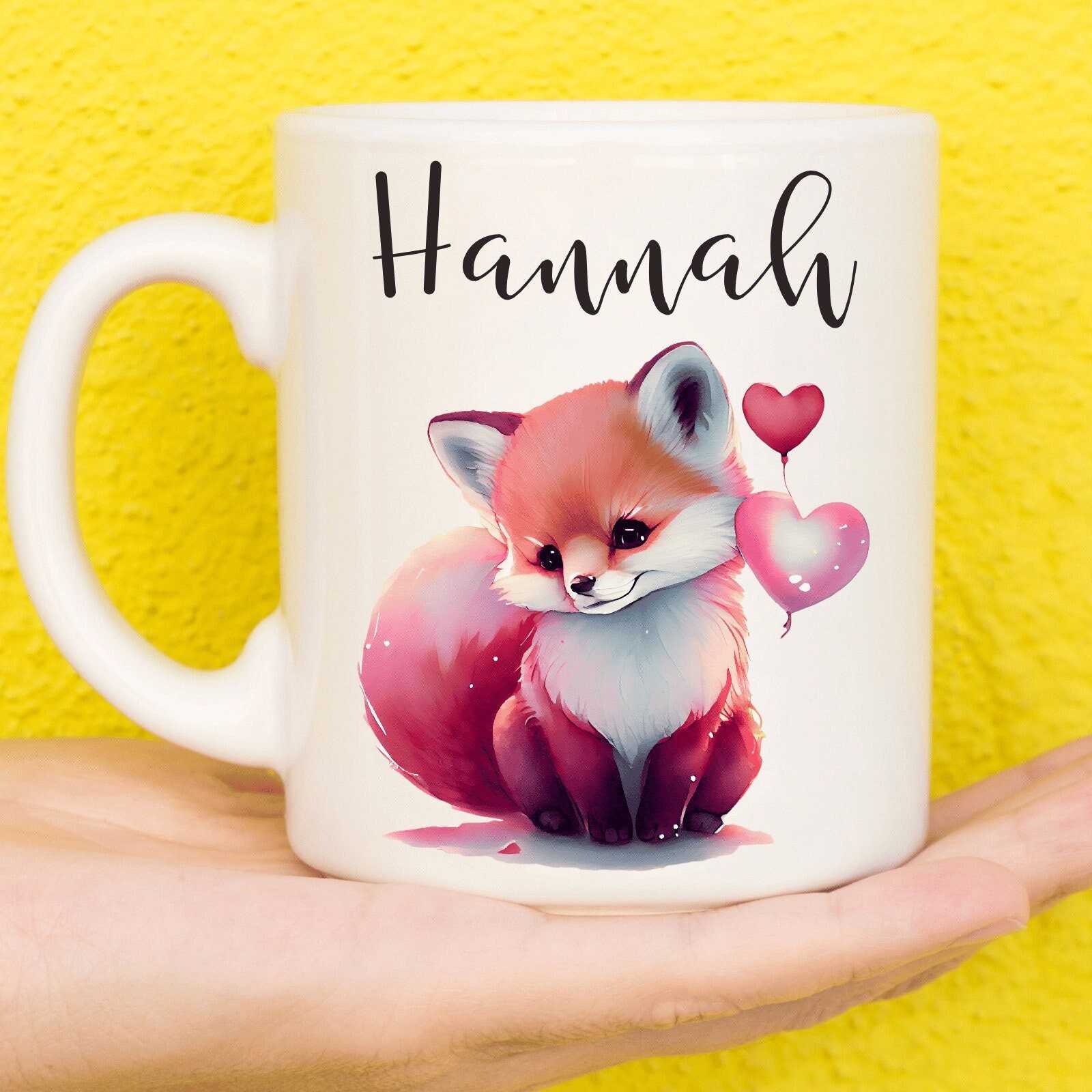 Red Fox Mug, Fox Gifts, Personalised Mugs, Fox Lovers, Custom Mug, Personalised Gift, Cup, Design Coffee Mugs, Name Mug, Gift For Girlfriend