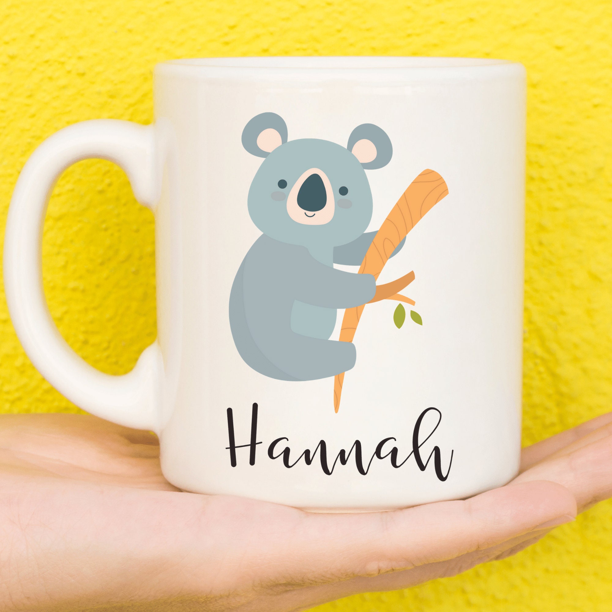UniGift Tazza Personalizzabile Con Koala Addormentato – Ceramica 33cl, 98x83mm, Blu, Lavabile In Microonde E Lavastoviglie