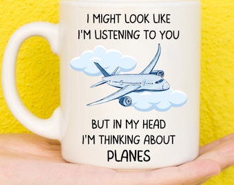 Thinking About Planes, Plane Gifts, Aviation Gifts For Airplanes Lovers, Plane Mug, Plane Enthusiasts, Dad, Uncle, Brother, Pilot, Birthday