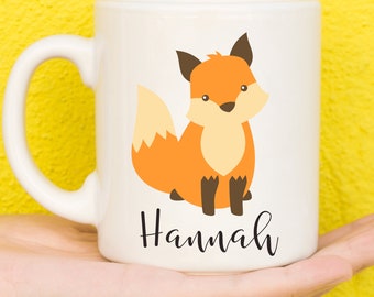 Fox Mug, Fox Gift, Personalised Mugs, Custom Mug, Personalised Gift, Personalised Cup, Design Coffee Mugs, Name Mug, Birthday, Cute Foxes