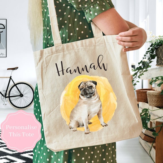 Cool Pug Tote Bag Bolsa de mano personalizada para los amantes de los Pug Pug Gifts Bolsa de compras reutilizable Regalos del Dia de la Madre para