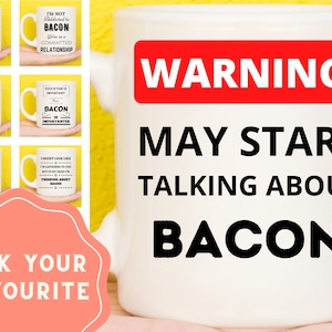 Bacon Gifts, Bacon Mug, Gifts For Bacon Lovers, Bacon Presents, Bacon Themed, Bacon Birthday Mug, Bacon Stuff, I Love Bacon