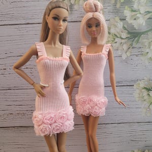 Poppy parker Pink Dress with Floral Trim