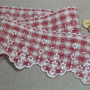 Premium Quality 1yd Broderie Anglaise check pattern Cotton lace trim 3.1"(8cm) YH1333 laceking made in Korea