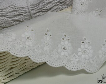14Yds Broderie Anglaise Cotton Eyelet Lace Trim 9cm YH1327 White 14Yds Broderie Anglaise Cotton Eyelet Lace Trim 9cm YH1327 White