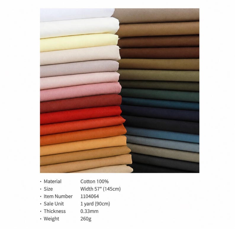 Solid Cotton Twill Fabric by the Yard, 57" Wide, 32 Colors, Medium Weight laceking2013 image 3