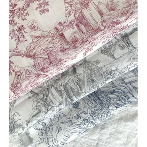 Premium Quality Linen&Cotton Fabric by the yard Vintage Fabric 54" wide chinoiserie fabric AS French Toile de jouy laceking made in Korea