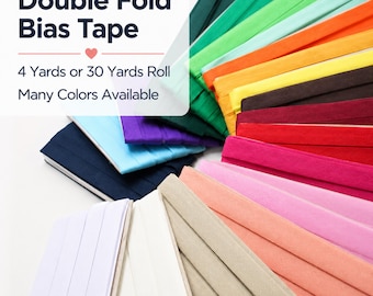 Double Fold Bias Tape 4 Yards or 30 Yards Roll, Cotton Bias Binding for Quilting, Sewing, Neckline and Crafts