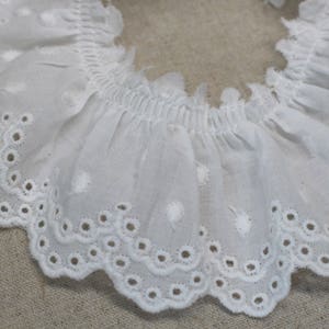 1yd Broderie Anglaise geraffte Ösenspitze 2,4&quot;(6cm) weiß sh33 laceking