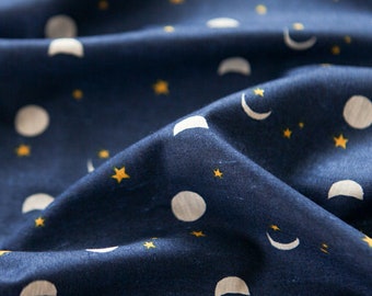 Premium Quality Cotton Fabric by the Yard Star Crescent Moon 44" Wide SG Sleeping Night Laceking made in Korea