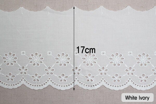 Cotton Eyelet Embroidered Scalloped Hem Long Sleeve Shirt