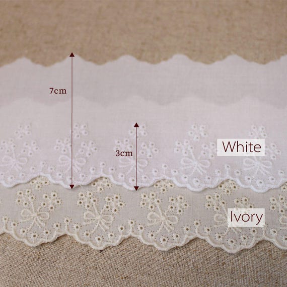 14Yds Broderie Anglaise cotton eyelet lace trim 7cm YH1464L laceking2013 2.8/"