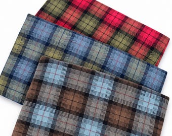 Yarn Dyed Cotton Plaid Fabric by the Yard, 3 Colors, 58 Inches Wide