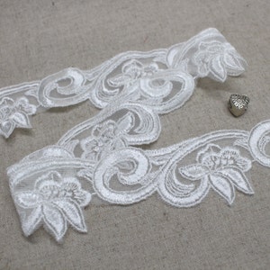 Premium Quality 14yds Broderie Anglaise Tulle Eyelet Lace Trim sh34 wide 3.5cm Off-White laceking made in Korea