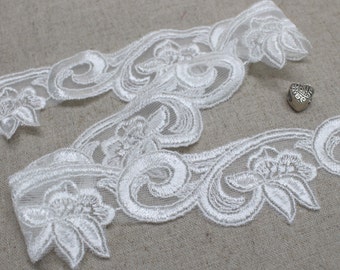 14yds Broderie Anglaise Tulle Eyelet Lace Trim sh34 wide 3.5cm Off-White laceking