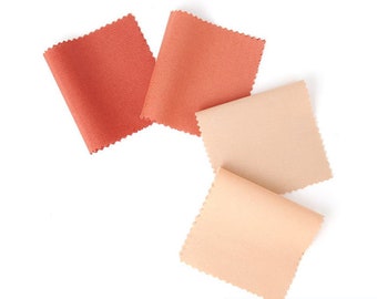 May include: Four fabric swatches in different shades of peach and coral. The swatches are arranged in a semi-circle on a white background.  The text "made in South Korea" is visible at the top of the image.
