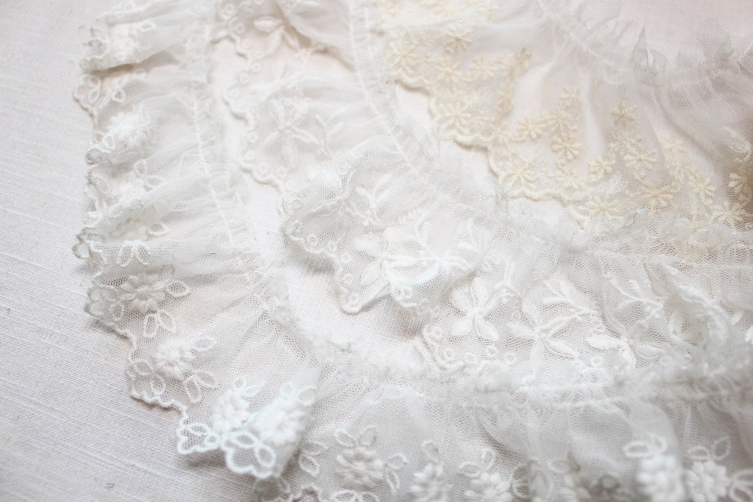Premium Quality Embroidery Scalloped Broderie Anglaise Gathered Pleated ...