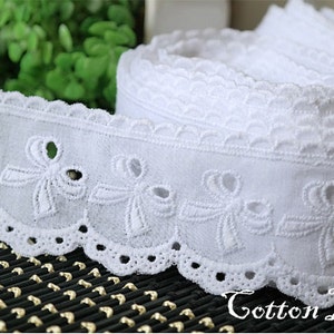 Premium Quality 14Yd Broderie Anglaise eyelet cotton lace trim 1.8"(4.5cm) white yh590w laceking made in Korea