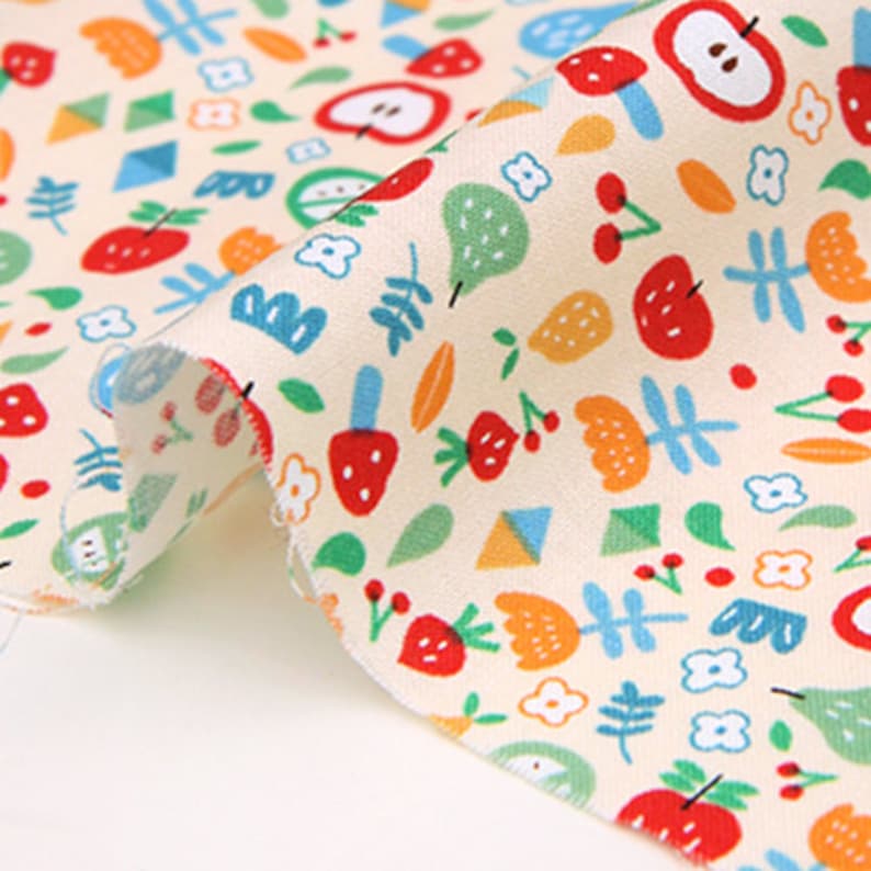 Cotton Fabric Fruit Fabric by the Yard 44 Wide Cozy Etsy